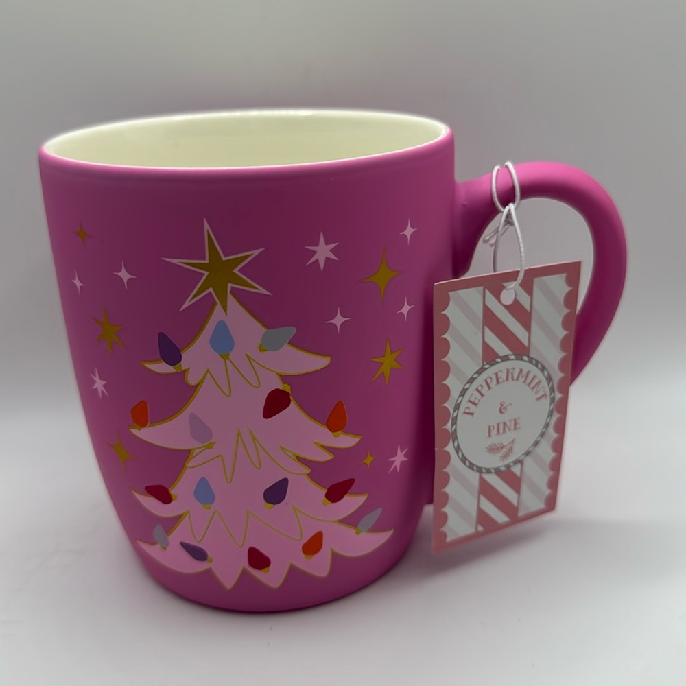 Hot‎ Pink Christmas Tree Soft Matte Touch Coffee Tea Mug NWT